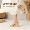 image:imagemikarka Slip On Wedge Sandals for Women Open Toe Espadrilles Platform Slides Dressy High Heel Beach Summer Sandal Comfortable Wedges Shoe MulesBrown Raffia