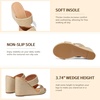 image:imagemikarka Slip On Wedge Sandals for Women Open Toe Espadrilles Platform Slides Dressy High Heel Beach Summer Sandal Comfortable Wedges Shoe MulesBrown Raffia