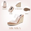 image:imagemikarka Slip On Wedge Sandals for Women Open Toe Espadrilles Platform Slides Dressy High Heel Beach Summer Sandal Comfortable Wedges Shoe MulesClear