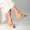 image:imagemikarka Slip On Wedge Sandals for Women Open Toe Espadrilles Platform Slides Dressy High Heel Beach Summer Sandal Comfortable Wedges Shoe MulesKhaki RaffiaBrown Raffia