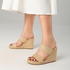 image:imagemikarka Slip On Wedge Sandals for Women Open Toe Espadrilles Platform Slides Dressy High Heel Beach Summer Sandal Comfortable Wedges Shoe MulesKhaki RaffiaBrown Raffia