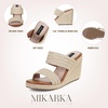 image:imagemikarka Slip On Wedge Sandals for Women Open Toe Espadrilles Platform Slides Dressy High Heel Beach Summer Sandal Comfortable Wedges Shoe MulesNatural Straw