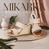 image:imagemikarka Slip On Wedge Sandals for Women Open Toe Espadrilles Platform Slides Dressy High Heel Beach Summer Sandal Comfortable Wedges Shoe MulesNatural Raffia