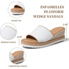 image:imagemikarka Slip On Wedge Sandals for Women Open Toe Resort Platform Sandals Comfortable Beach Sandals Slide Espadrilles Wedges Dressy Summer Sandals MulesWhite Canvas