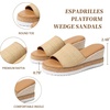 image:imagemikarka Slip On Wedge Sandals for Women Open Toe Resort Platform Sandals Comfortable Beach Sandals Slide Espadrilles Wedges Dressy Summer Sandals MulesBrown Raffia