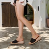 image:imagemikarka Slip On Wedge Sandals for Women Open Toe Resort Platform Sandals Comfortable Beach Sandals Slide Espadrilles Wedges Dressy Summer Sandals MulesBlack Canvas