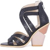 image:imagemikarka Snakeskin Pattern Heeled Sandals for Women Lace Up Cross Band High Heels Open Toe Womens Sandals2black