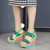 image:imagemikarka Wedge Sandals for Women Dressy Ankle Strap Colorful Heels Espadrille Platform Sandals Boho Open Toe Candies Shoes1green