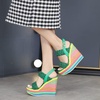image:imagemikarka Wedge Sandals for Women Dressy Ankle Strap Colorful Heels Espadrille Platform Sandals Boho Open Toe Candies Shoes1green