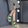 image:imagemikarka Wedge Sandals for Women Dressy Ankle Strap Colorful Heels Espadrille Platform Sandals Boho Open Toe Candies Shoes1green
