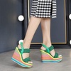 image:imagemikarka Wedge Sandals for Women Dressy Ankle Strap Colorful Heels Espadrille Platform Sandals Boho Open Toe Candies Shoes1green