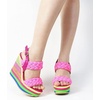 image:imagemikarka Wedge Sandals for Women Dressy Ankle Strap Colorful Heels Espadrille Platform Sandals Boho Open Toe Candies Shoes1pink