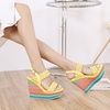 image:imagemikarka Wedge Sandals for Women Dressy Ankle Strap Colorful Heels Espadrille Platform Sandals Boho Open Toe Candies Shoes1yellow