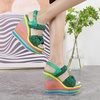 image:imagemikarka Wedge Sandals for Women Dressy Ankle Strap Colorful Heels Espadrille Platform Sandals Boho Open Toe Candies Shoes2green