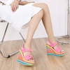 image:imagemikarka Wedge Sandals for Women Dressy Ankle Strap Colorful Heels Espadrille Platform Sandals Boho Open Toe Candies Shoes2pink