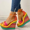 image:imagemikarka Wedge Sandals for Women Dressy Ankle Strap Colorful Heels Espadrille Platform Sandals Boho Open Toe Candies Shoes3orange