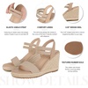 image:imagemikarka Wedges Sandals for Women  Elastic Strap Espadrilles Wedges Slip On Open Toe Platform Sandals for Dressy Casual Summer ShoesNude