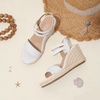 image:imagemikarka Wedges Sandals for Women  Elastic Strap Espadrilles Wedges Slip On Open Toe Platform Sandals for Dressy Casual Summer ShoesWhite