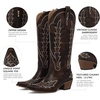 image:imagemikarka Western Cowboy Boots for Women Cowgirl Knee High Boots Pointed Toe Chunky Heel Faux Leather amp Suede Vintage Classic Tall BootsVintage Dark Brown