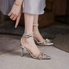 image:imagemikarka Womens Bowknot Rhinestone Stilettos Heels Pumps Ankle Strap Satin Pointed Wedding Bride Bridesmaid Dressy Heeled Shoes Sandals1transparent