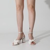 image:imagemikarka Womens Chunky High Heel Sandals Pleated Bow Open Toe Bridal Wedding Shoes Pumps Ankle Strap Heeled Sandals1beige
