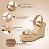 image:imagemikarka Womens Espadrille Wedge Sandals Ankle Strap Platform Open Toe Wedges  Stylish High Heel Dressy Summer Wedges for Women Inspired by EspadrillesBrown Raffia4 Summer Wedges