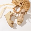 image:imagemikarka Womens Espadrille Wedge Sandals Ankle Strap Platform Open Toe Wedges  Stylish High Heel Dressy Summer Wedges for Women Inspired by EspadrillesNaturalBrown Raffia4 Summer Wedges