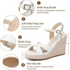 image:imagemikarka Womens Espadrille Wedge Sandals Ankle Strap Platform Open Toe Wedges  Stylish High Heel Dressy Summer Wedges for Women Inspired by EspadrillesWhite Pu