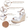 image:imagemikarka Womens Espadrille Wedge Sandals Ankle Strap Platform Open Toe Wedges  Stylish High Heel Dressy Summer Wedges for Women Inspired by EspadrillesWhite Pu38 Summer Wedges