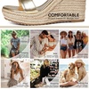 image:imagemikarka Womens Espadrille Wedge Sandals Ankle Strap Platform Open Toe Wedges  Stylish High Heel Dressy Summer Wedges for Women Inspired by EspadrillesGold Metallic4 Summer Wedges