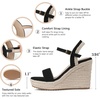 image:imagemikarka Womens Espadrille Wedge Sandals Ankle Strap Platform Open Toe Wedges  Stylish High Heel Dressy Summer Wedges for Women Inspired by EspadrillesBlack Nubuck4 Summer Wedges