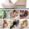 image:imagemikarka Womens Espadrille Wedge Sandals Ankle Strap Platform Open Toe Wedges  Stylish High Heel Dressy Summer Wedges for Women Inspired by EspadrillesWhite Pu38 Summer Wedges