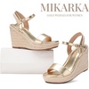 image:imagemikarka Womens Espadrille Wedge Sandals Ankle Strap Platform Open Toe Wedges  Stylish High Heel Dressy Summer Wedges for Women Inspired by EspadrillesGold Metallic4 Summer Wedges