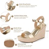image:imagemikarka Womens Espadrille Wedge Sandals Ankle Strap Platform Open Toe Wedges  Stylish High Heel Dressy Summer Wedges for Women Inspired by EspadrillesGold Metallic4 Summer Wedges