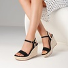 image:imagemikarka Womens Espadrille Wedge Sandals Ankle Strap Platform Open Toe Wedges  Stylish High Heel Dressy Summer Wedges for Women Inspired by EspadrillesBlack Nubuck4 Summer Wedges