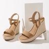 image:imagemikarka Womens Espadrille Wedge Sandals Ankle Strap Platform Open Toe Wedges  Stylish High Heel Dressy Summer Wedges for Women Inspired by EspadrillesBrown Nubuck4 Summer Wedges