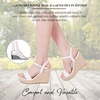 image:imagemikarka Womens Espadrille Wedge Sandals Ankle Strap Platform Open Toe Wedges  Stylish High Heel Dressy Summer Wedges for Women Inspired by EspadrillesWhite Pu38 Summer Wedges