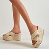 image:imagemikarka Womens Espadrilles Wedge Slides Platform Sandals Summer High Heels Slippers With Comfort2apricot