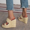 image:imagemikarka Womens Espadrilles Wedge Slides Platform Sandals Summer High Heels Slippers With Comfort3 Apricot433 Wedges