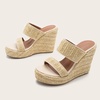 image:imagemikarka Womens Espadrilles Wedge Slides Platform Sandals Summer High Heels Slippers With Comfort3 Apricot433 Wedges