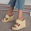 image:imagemikarka Womens Espadrilles Wedge Slides Platform Sandals Summer High Heels Slippers With Comfort3 Apricot433 Wedges