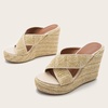 image:imagemikarka Womens Espadrilles Wedge Slides Platform Sandals Summer High Heels Slippers With Comfort4 Apricot433wedges