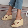 image:imagemikarka Womens Espadrilles Wedge Slides Platform Sandals Summer High Heels Slippers With Comfort4 Apricot433wedges