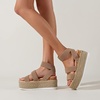 image:imagemikarka Womens Flatform Espadrille Platform Sandals Open Toe Ankle Strap Wedge sandals Casual Summer ShoesElastic StrapsTan