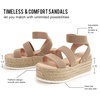 image:imagemikarka Womens Flatform Espadrille Platform Sandals Open Toe Ankle Strap Wedge sandals Casual Summer ShoesElastic StrapsTan