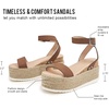 image:imagemikarka Womens Flatform Espadrille Platform Sandals Open Toe Ankle Strap Wedge sandals Casual Summer ShoesSingle Narrow StrapBrown