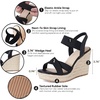 image:imagemikarka Womens Open Toe Espadrilles Wedge Sandal Slip On Elastic Ankle Strap Platform Sandals Dressy Comfortable Wedges ShoeBlack