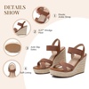 image:imagemikarka Womens Open Toe Espadrilles Wedge Sandal Slip On Elastic Ankle Strap Platform Sandals Dressy Comfortable Wedges ShoeBrown