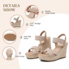 image:imagemikarka Womens Open Toe Espadrilles Wedge Sandal Slip On Elastic Ankle Strap Platform Sandals Dressy Comfortable Wedges ShoeNude