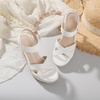 image:imagemikarka Womens Open Toe Espadrilles Wedge Sandal Slip On Elastic Ankle Strap Platform Sandals Dressy Comfortable Wedges ShoeWhite